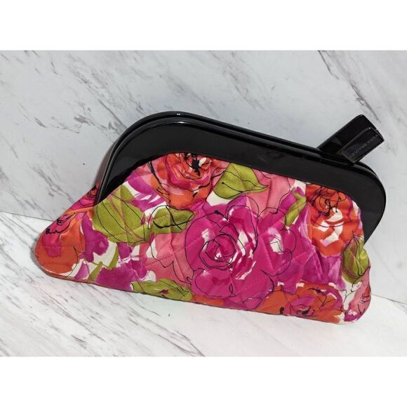 Vera Bradley Womens Pink Vintage Rose Millie Floral Quilted Satin Quilted Clutch - Picture 5 of 6
